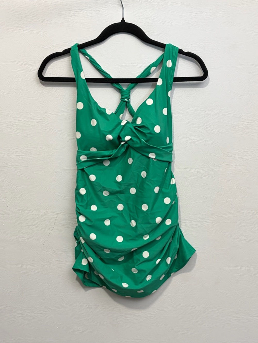 L.L. Bean Green Polka Dot One-Piece Swimsuit Large